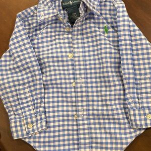 Ralph Lauren Kids Blue and White Plaid Shirt